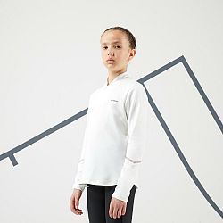 ARTENGO Dievčenské tenisové termotričko s dlhým rukávom 1/2 zips biele 10-11 r (141-148 cm)