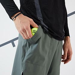 ARTENGO Pánske tenisové termo šortky s legínami 2 v 1 kaki-čierne khaki 2XL (W43 L34)