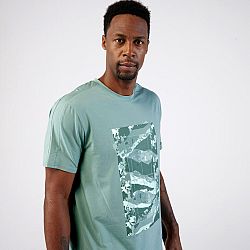 ARTENGO Pánske tričko Soft na tenis zelené khaki 2XL