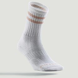 ARTENGO Tenisové ponožky RS 500 vysoké ľanové biele (3 páry) biela 39-42