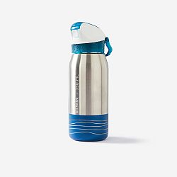 BTWIN Cyklistická fľaša so slamkou pre deti od 3 do 6 rokov nehrdzavejúca 350 ml modrá