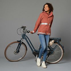 BTWIN Dámska hrejivá cyklistická bunda 540 viditeľná v tme tehlová hnedá S