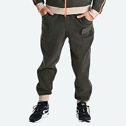 DECATHLON Pánske džogingové nohavice na zips s jednoduchým obliekaním z biobavlny čierne khaki S