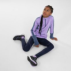 Dievčenské tričko s dlhým rukávom hrejivé Kiprun Warm+ 500 slezovo-sivé fialová 12-13 r (149-159 cm)