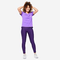 DOMYOS Dámske tričko 120 na fitness s krátkym rukávom fialové fialová L