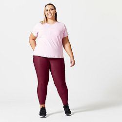 DOMYOS Dámske tričko 120 Plus Size na fitness s krátkym rukávom svetloružové 4XL