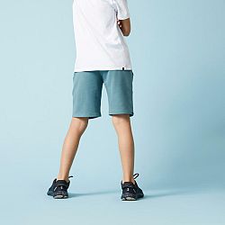 DOMYOS Detské bavlnené šortky na cvičenie kaki zelená 8-9 r (131-140 cm)