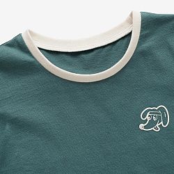 DOMYOS Detské bavlnené tričko na cvičenie zelená 18 m (76-81 cm)