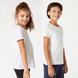 DOMYOS Detské bavlnené tričko unisex - biele 10-11 r (141-150 cm)