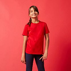 DOMYOS Detské bavlnené tričko unisex červené 14-15 r (161-172 cm)