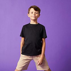 DOMYOS Detské bavlnené tričko unisex čierne 7-8 r (123-130 cm)