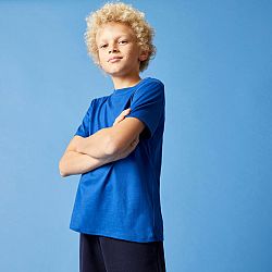DOMYOS Detské bavlnené tričko unisex modré 8-9 r (131-140 cm)