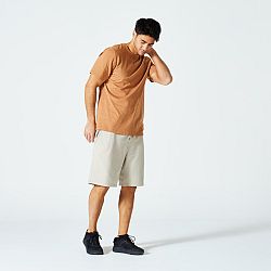 DOMYOS Pánske tričko 500 na fitness hnedé hnedá XL