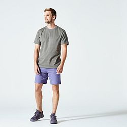 DOMYOS Pánske tričko na fitness 500 Essentials kaki khaki 3XL
