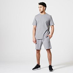 DOMYOS Pánske tričko na fitness 500 Essentials sivé šedá M