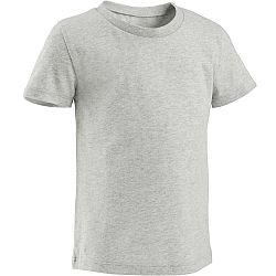 DOMYOS Tričko 100 s krátkym rukávom na cvičenie pre najmenších sivé šedá 12 m (73-75 cm)