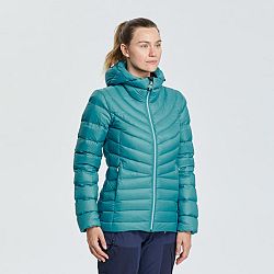 FORCLAZ Dámska páperová bunda MT500 na horskú turistiku s kapucňou do -10 °C modrá XS