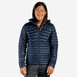 FORCLAZ Pánska páperová bunda MT100 na horskú turistiku s kapucňou do -5 °C modrá 3XL