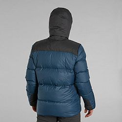 FORCLAZ Pánska páperová bunda MT900 na horskú turistiku s kapucňou do -18 °C modrá M