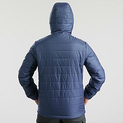 FORCLAZ Pánska prešívaná bunda MT100 na horskú turistiku s kapucňou do -5 °C modrá 2XL