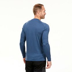 FORCLAZ Pánske tričko MT500 s dlhým rukávom 100 % vlna merino modré 2XL