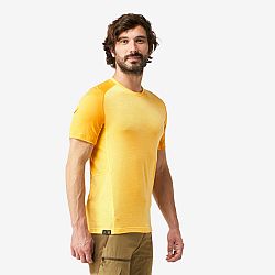 FORCLAZ Pánske tričko s krátkym rukávom MT500 na turistiku z vlny merino žltá 2XL