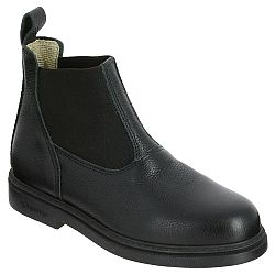 FOUGANZA Detská jazdecká kožená obuv Classic - perká čierna 30