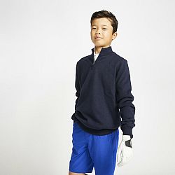 INESIS Detský golfový pulóver do vetra modro-čierny modrá 8-9 r (131-140 cm)