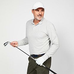 INESIS Pánska golfová polokošeľa s dlhým rukávom MW500 sivá šedá L