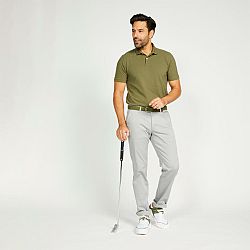 INESIS Pánska golfová polokošeľa s krátkym rukávom MW500 kaki khaki 2XL