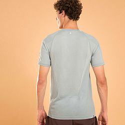 KIMJALY Pánske bezšvové tričko na jogu druhá koža svetlosivé šedá L