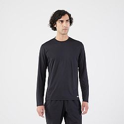 KIPRUN Pánske bežecké tričko Dry 500 s dlhým rukávom a UV ochranou čierne S