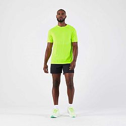 KIPRUN Pánske bežecké tričko Run 500 Confort bez švov žiarivo zelené žltá M