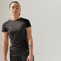 KIPSTA Dámsky futbalový dres s krátkym rukávom rovný strih čierny XL