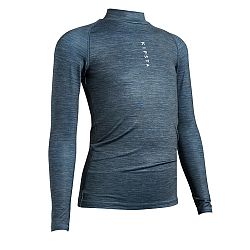 KIPSTA Detské spodné tričko na futbal Keepcomfort 100 dlhý rukáv sivé modrá 8-9 r (131-140 cm)