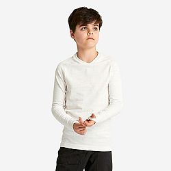 KIPSTA Detské spodné tričko na futbal Keepdry 500 s dlhými rukávmi biele 7-8 r (123-130 cm)