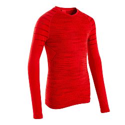 KIPSTA Detské spodné tričko na futbal Keepdry 500 s dlhými rukávmi červené 12-13 r (151-160 cm)