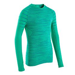KIPSTA Detské spodné tričko na futbal Keepdry 500 s dlhými rukávmi zelené zelená 14-15 r (161-172 cm)