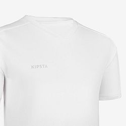 KIPSTA Detský futbalový dres Essentiel s krátkym rukávom biely 4-5 r (103-112 cm)