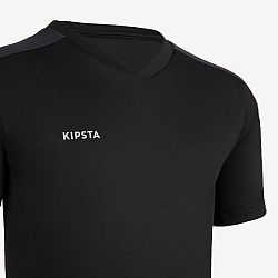 KIPSTA Detský futbalový dres Essentiel s krátkym rukávom čierny 5-6 r (113-122 cm)