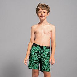 OLAIAN Chlapčenské plážové šortky 550 Map čierno-zelené čierna 12-13 r (151-160 cm)
