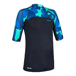 OLAIAN Chlapčenské tričko s UV ochranou s krátkym rukávom čierno-modré maskáčové modrá 8-9 r (131-140 cm)