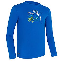 OLAIAN Detské tričko do vody s ochranou proti UV s dlhým rukávom modré s potlačou modrá 5-6 r (113-122 cm)