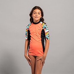OLAIAN Dievčenské tričko s UV ochranou s krátkym rukávom ružové čierna 10-11 r (141-148 cm)