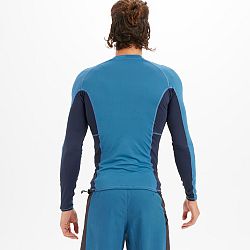 OLAIAN Pánske tričko 500 s ochranou proti UV na surfovanie dlhý rukáv Stripy Petrol modrá 2XL