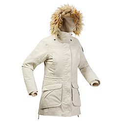 QUECHUA Dámska nepremokavá zimná bunda - parka SH900 na turistiku do -20 °C béžová M