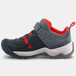 QUECHUA Detská turistická obuv Crossrock na suchý zips od 24 do 34 sivo-červená šedá 29