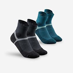 QUECHUA Detské polovysoké ponožky na turistiku MH500 modré a sivé 2 páry šedá 31-34