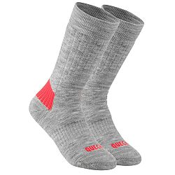QUECHUA Detské turistické hrejivé ponožky SH100 vysoké 2 páry šedá 23-26