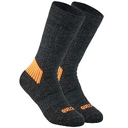 QUECHUA Detské turistické hrejivé ponožky SH100 Warm vysoké 2 páry šedá 31-34